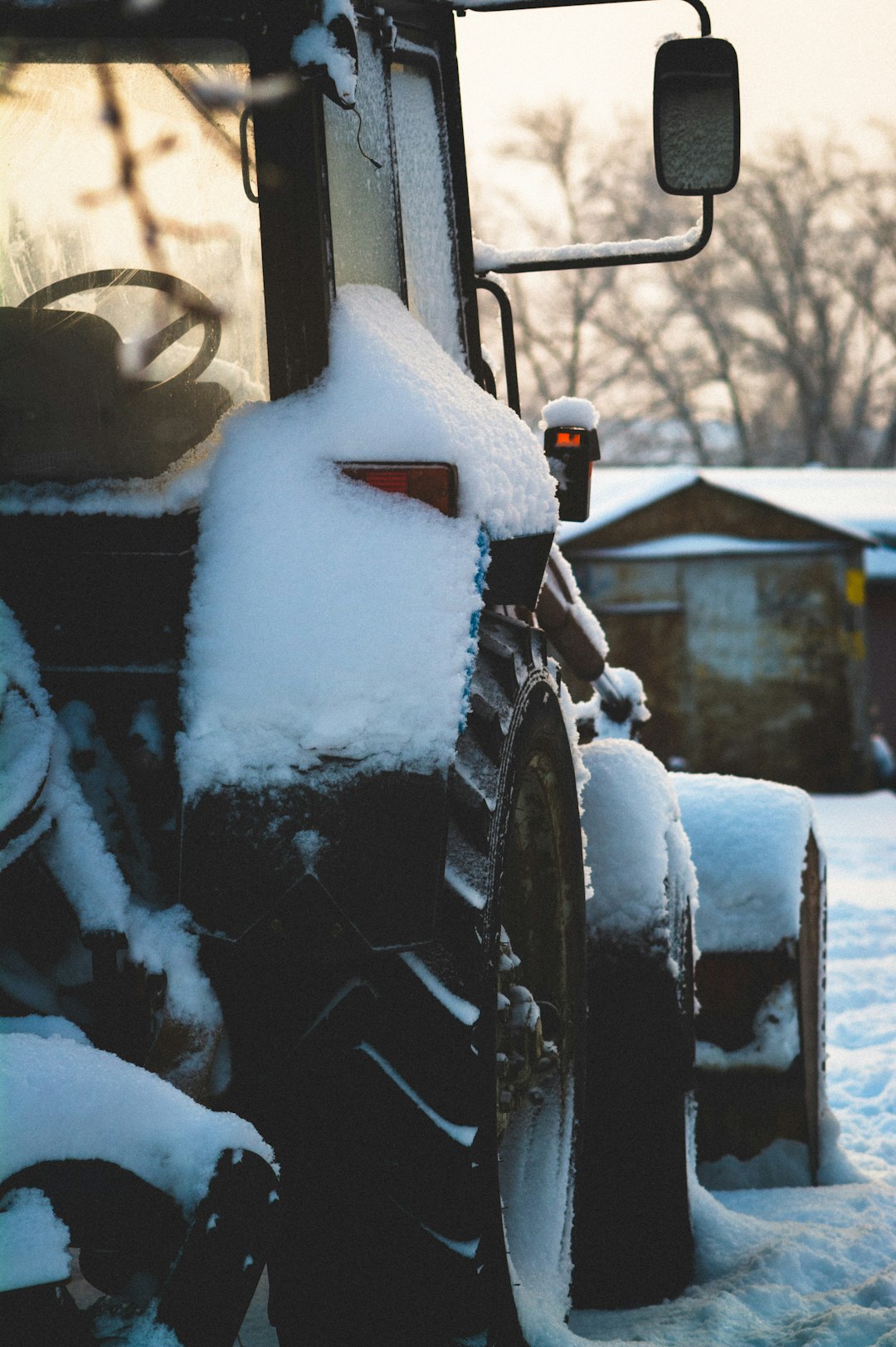 snow covered machinery